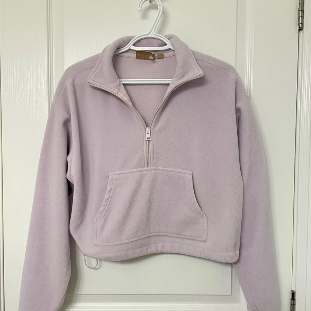 Lavender Quarter-Zip Fleece Sweater